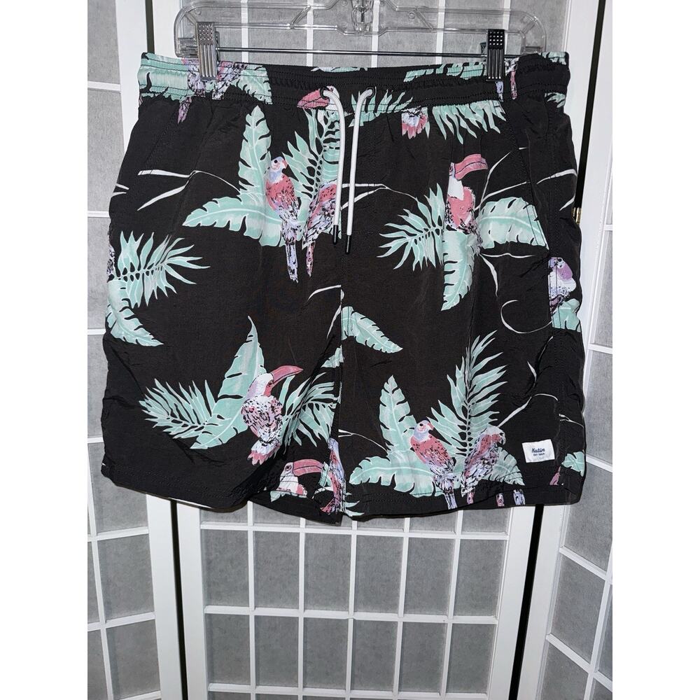 Katin Men's Board Shorts Swim Trunks Size Large Teal Gray Parrot Nylon